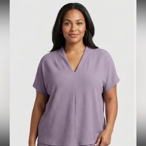 Reitmans Lilac V-Neck Short Sleeve Tunic Top
